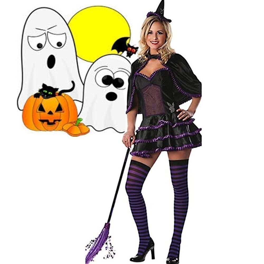 NEW Playboy Be Witching Halloween Costume Dress, Cape and Mini Witch Hat